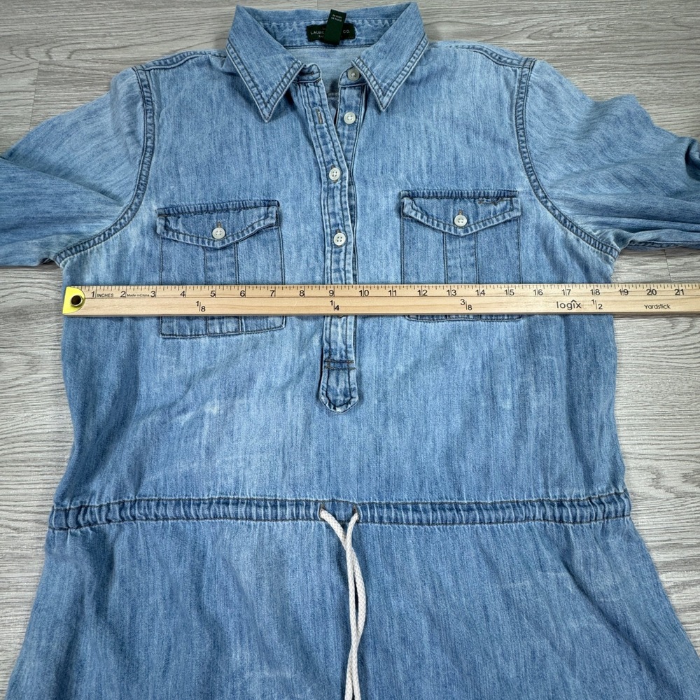 Lauren Ralph Lauren Womens Denim Shirtdress Blue Size 12 Drawstring Utility LRL - Picture 4 of 7